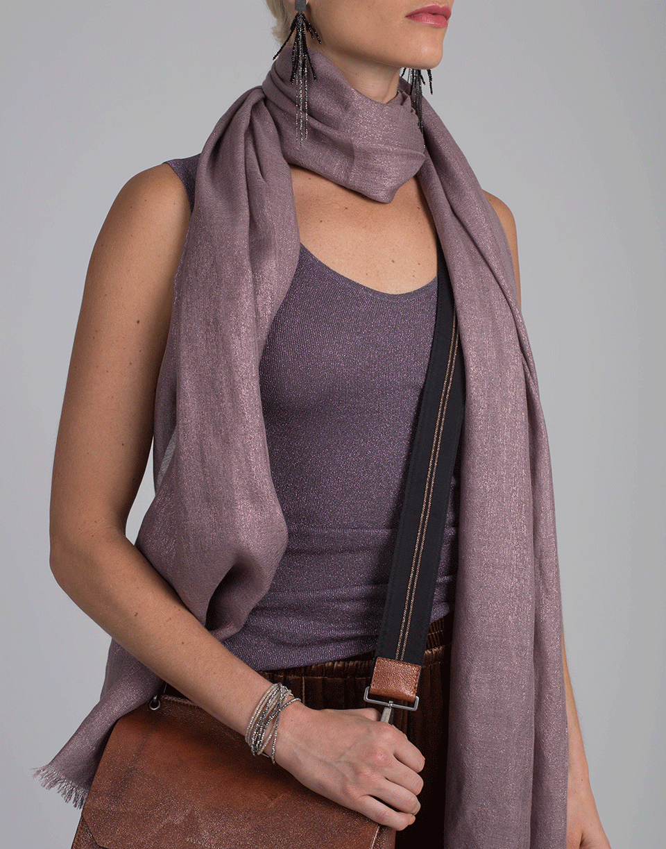 BRUNELLO CUCINELLI-Silk Lurex Scarf-MAUVE