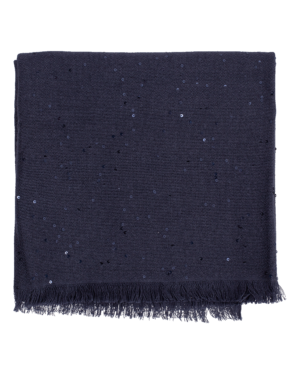 BRUNELLO CUCINELLI-Cashmere Silk Paillette Scarf-MIDNIGHT