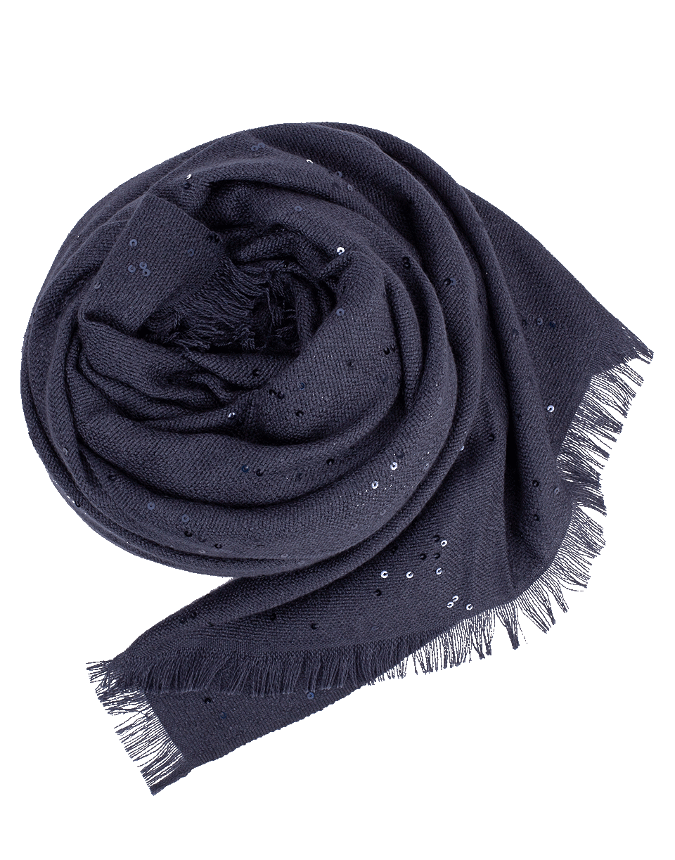 BRUNELLO CUCINELLI-Cashmere Silk Paillette Scarf-MIDNIGHT