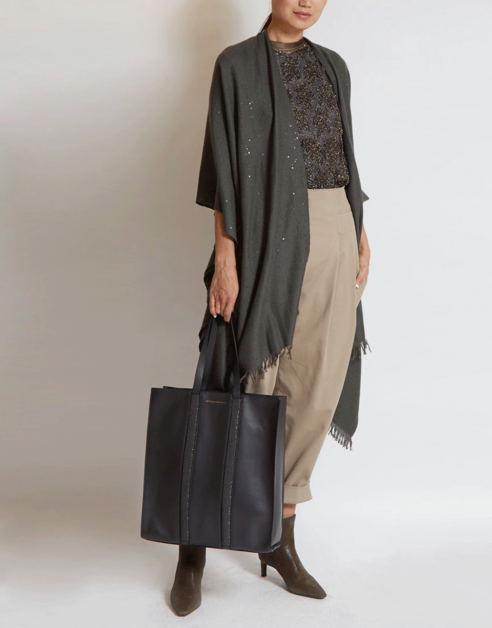 BRUNELLO CUCINELLI-Cashmere Open Poncho-MILITARY