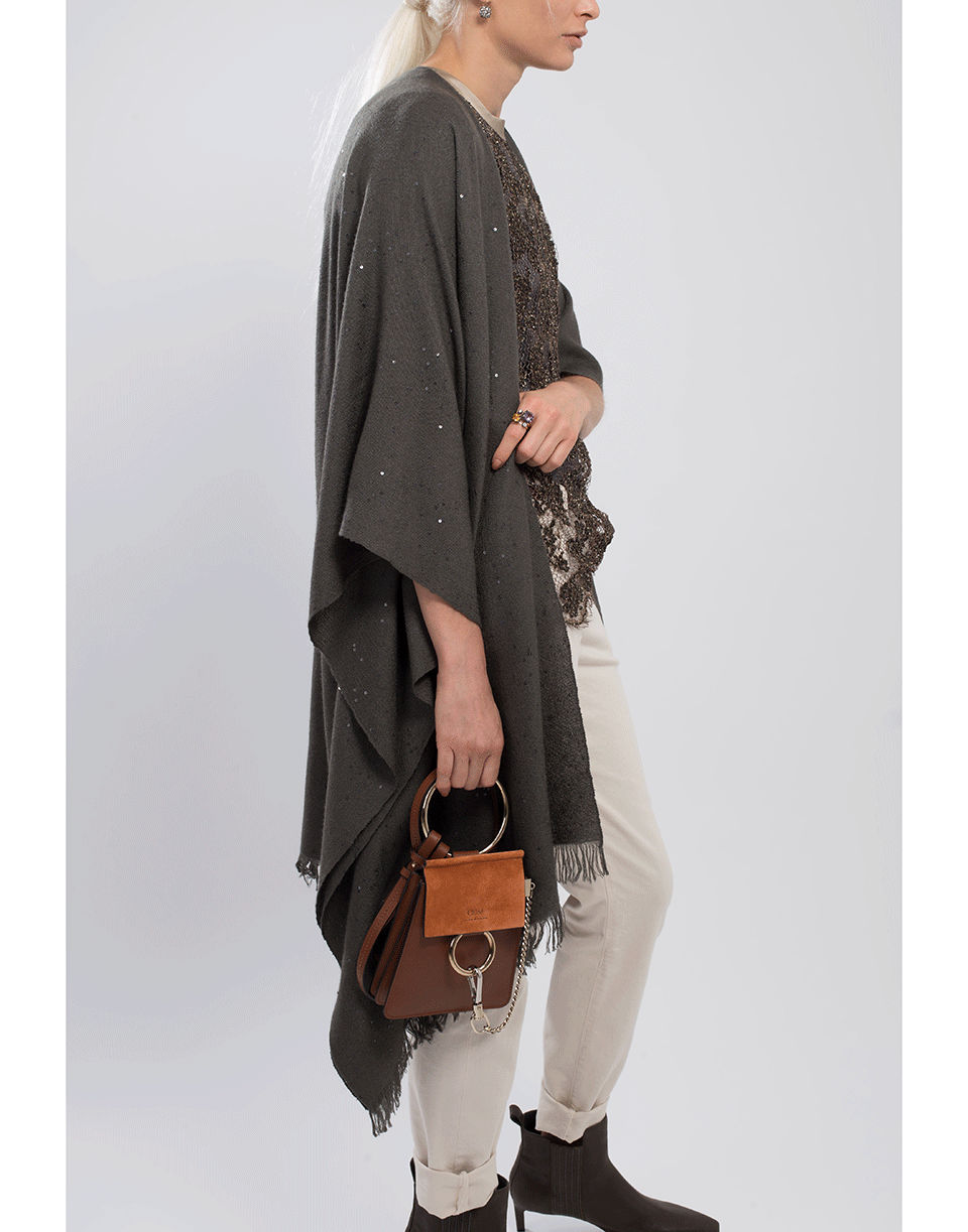 BRUNELLO CUCINELLI-Cashmere Open Poncho-MILITARY