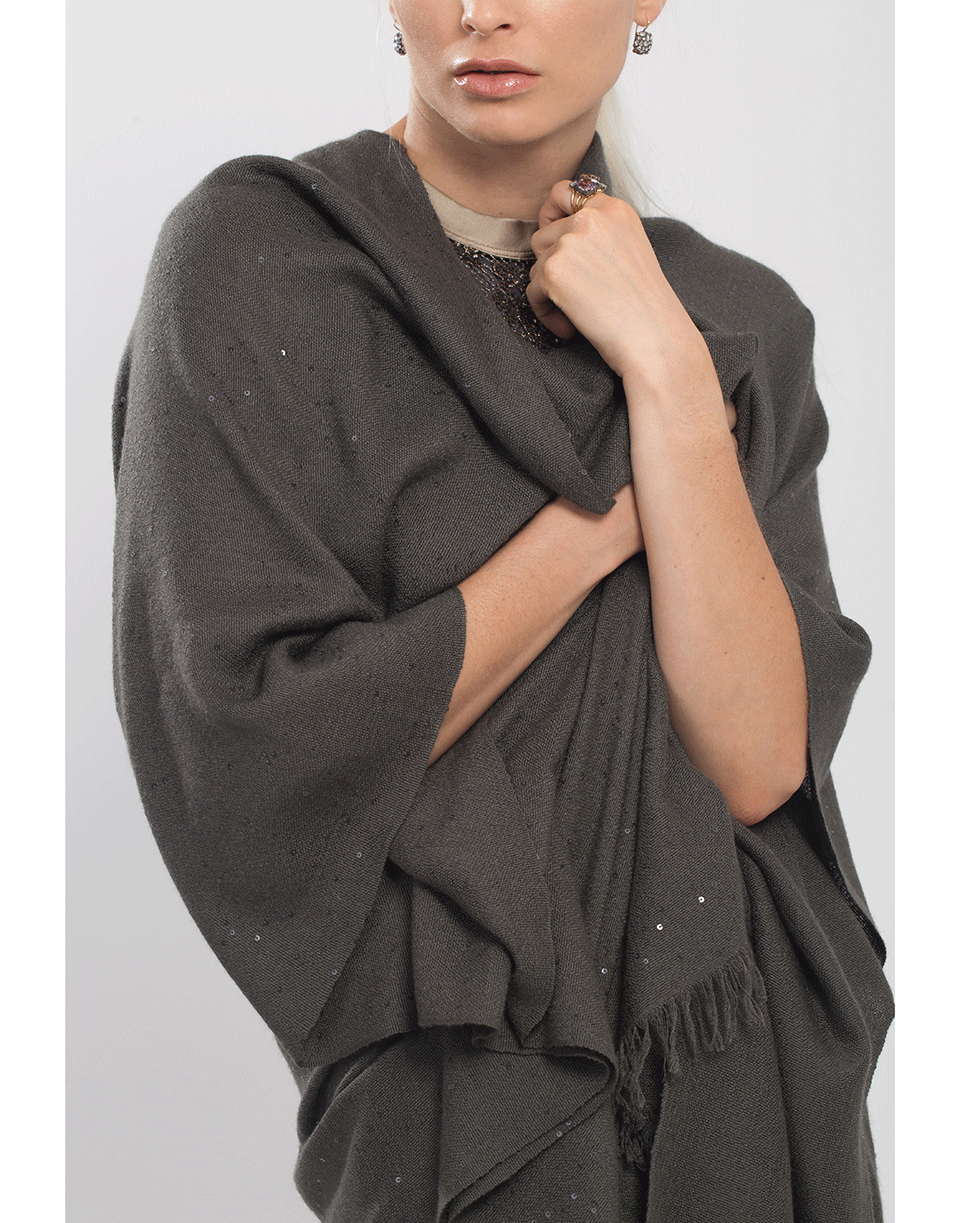 BRUNELLO CUCINELLI-Cashmere Open Poncho-MILITARY