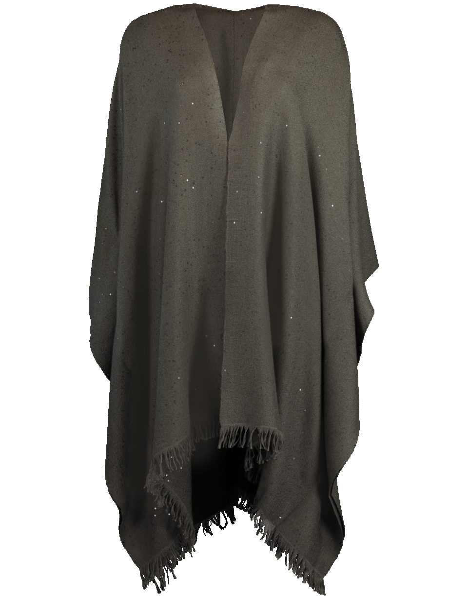 BRUNELLO CUCINELLI-Cashmere Open Poncho-MILITARY