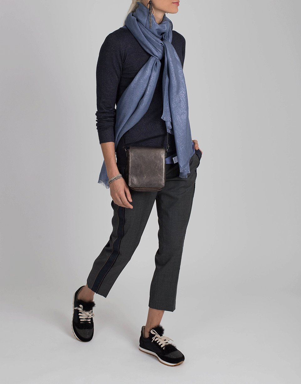BRUNELLO CUCINELLI-Silk Lurex Scarf-MOONLIGT