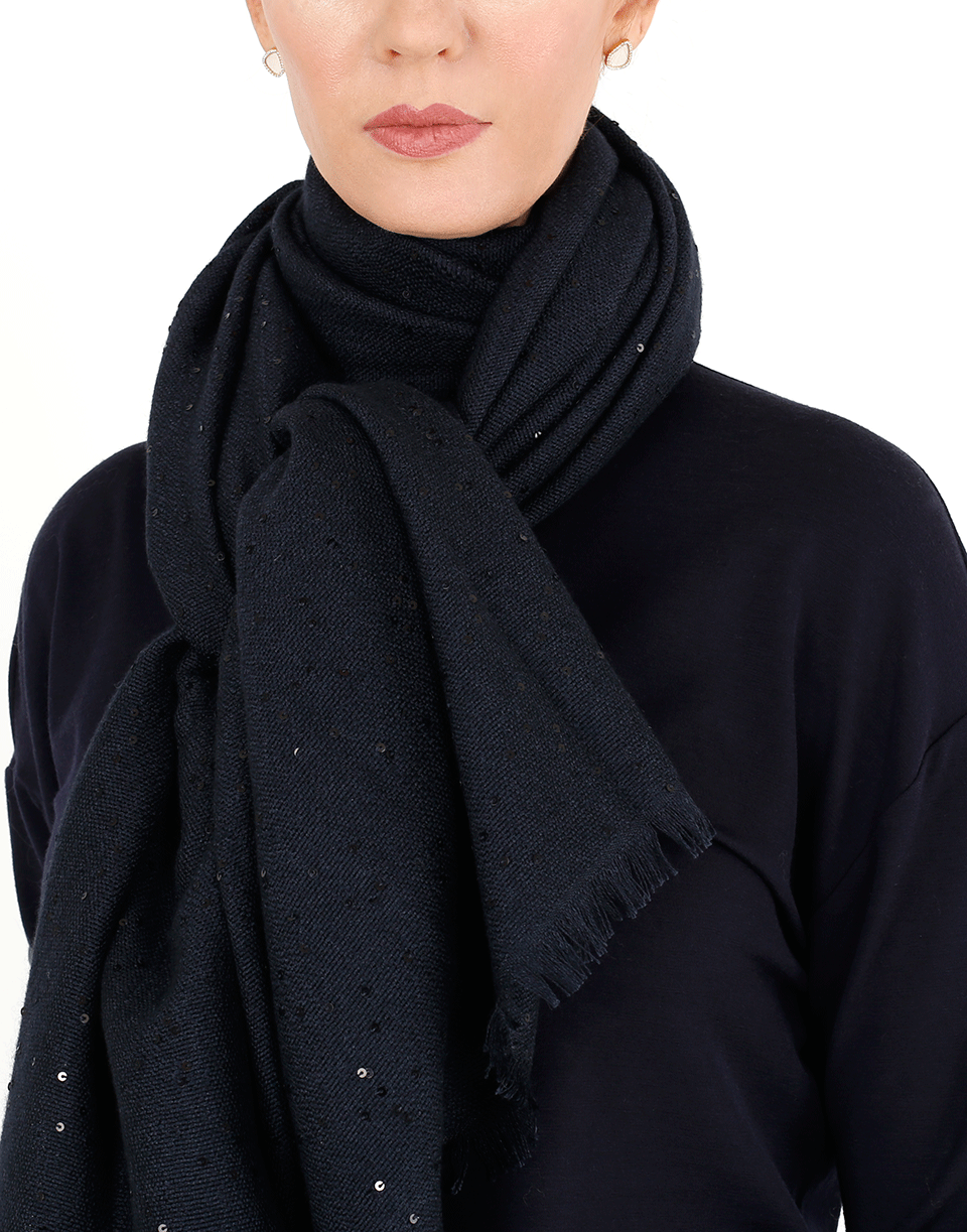 BRUNELLO CUCINELLI-Pailette Scarf-NAVY
