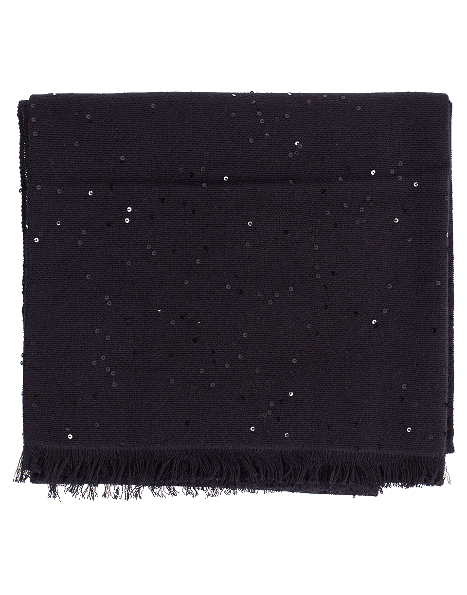BRUNELLO CUCINELLI-Cashmere Silk Paillette Scarf-NERO
