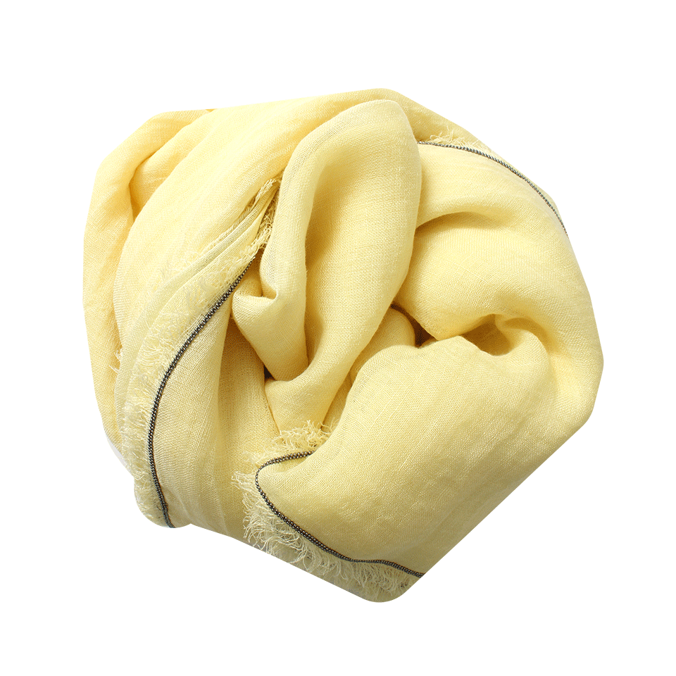 BRUNELLO CUCINELLI-Monili Trim Linen Scarf-PINEAPPL