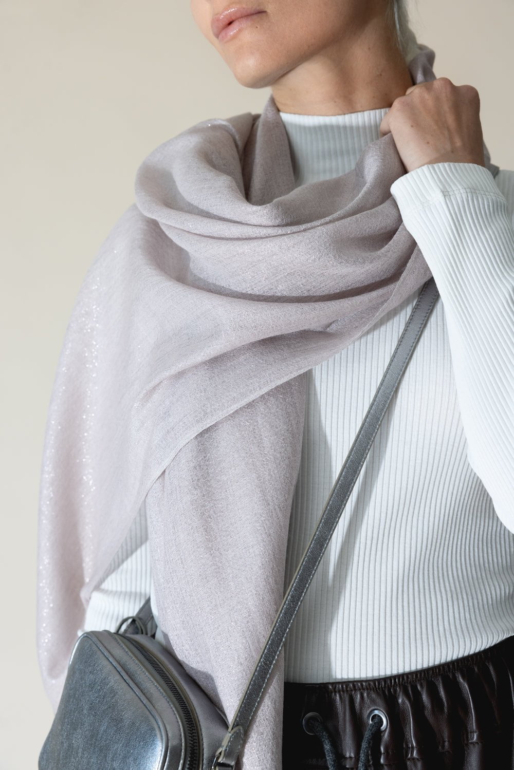 BRUNELLO CUCINELLI-Lurex Scarf - Pink-PINK