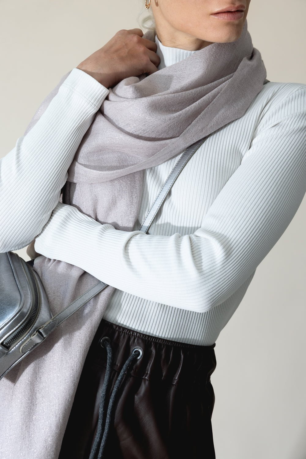 BRUNELLO CUCINELLI-Lurex Scarf - Pink-PINK