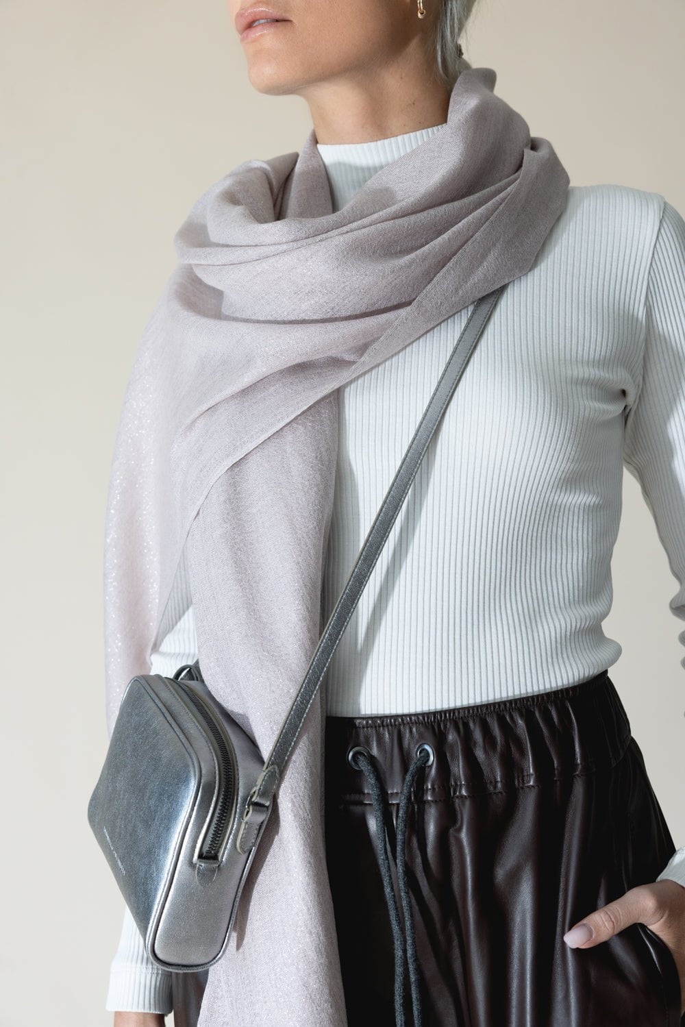 BRUNELLO CUCINELLI-Lurex Scarf - Pink-PINK