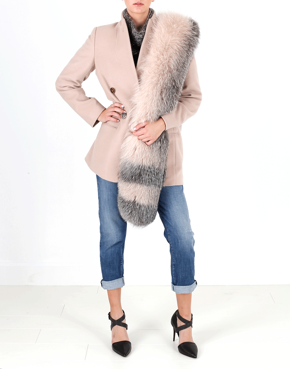 BRUNELLO CUCINELLI-Fox Fur Scarf-PINK/GRY