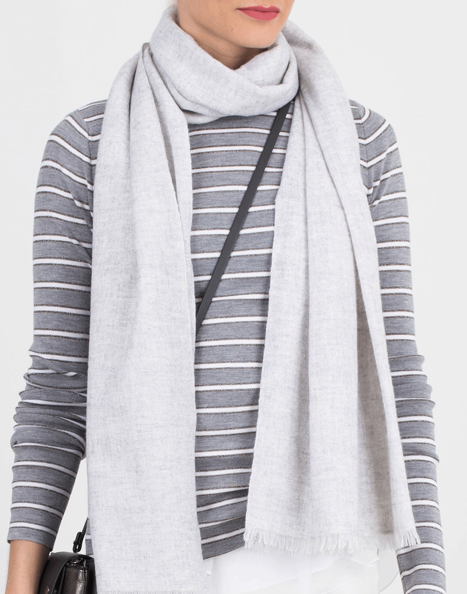 BRUNELLO CUCINELLI-Cashmere Gauze Lame Scarf-VANILLA