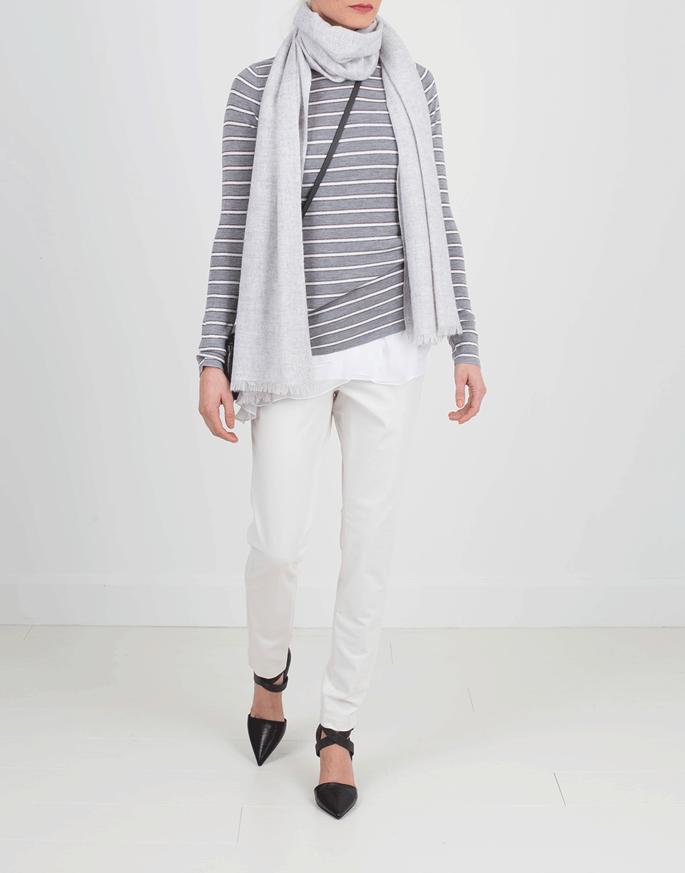 BRUNELLO CUCINELLI-Cashmere Gauze Lame Scarf-VANILLA