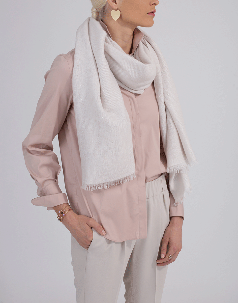 BRUNELLO CUCINELLI-Paillette Scarf-VANILLA