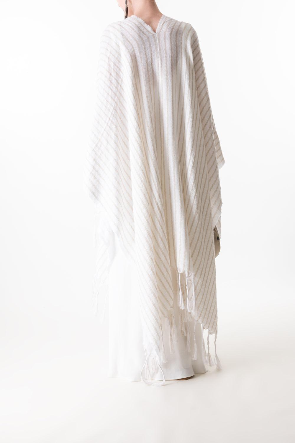 Double Striped Scarf-WH/BEIGE-O/S-ACCESSORIESCARVES-BRUNELLO CUCINELLI