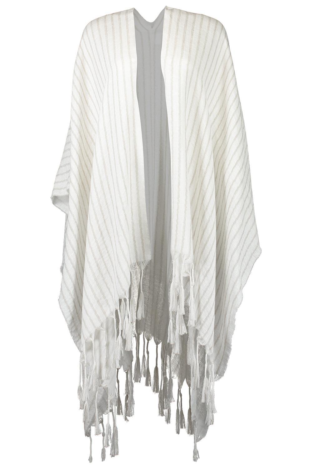 Double Striped Scarf-WH/BEIGE-O/S-ACCESSORIESCARVES-BRUNELLO CUCINELLI