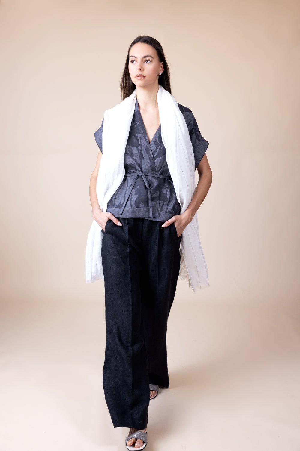 BRUNELLO CUCINELLI-Striped Scarf - White-WHITE