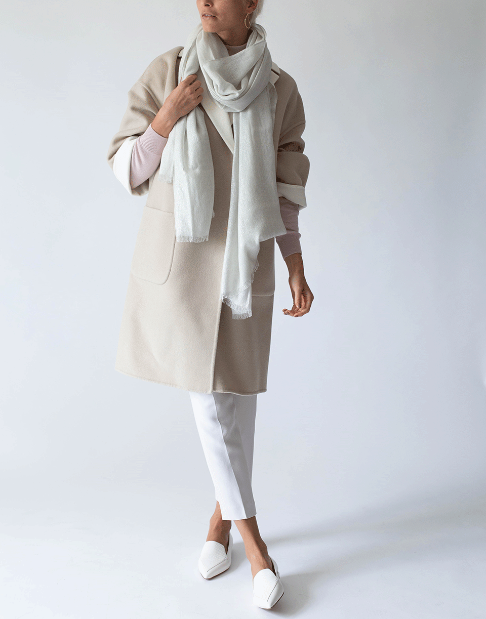 BRUNELLO CUCINELLI-White Cashmere Silk and Lurex Scarf-WHITE