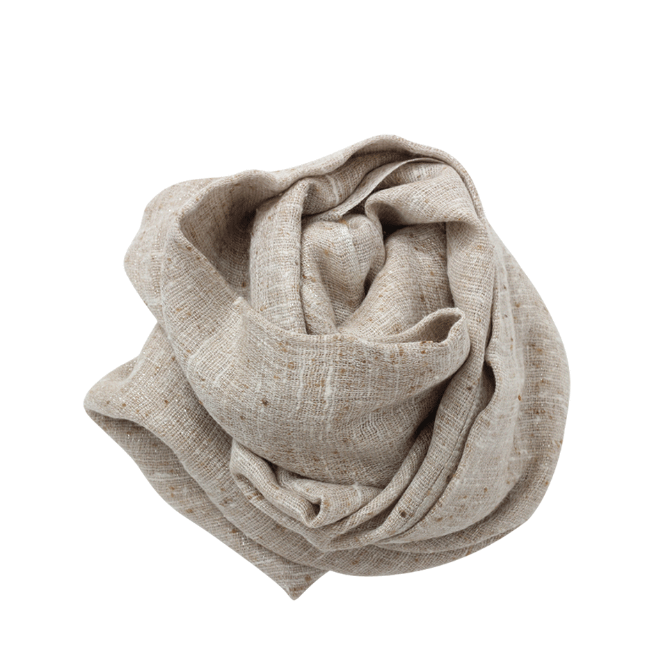BRUNELLO CUCINELLI-Linen Sparkle Weave Scarf-BEIGE