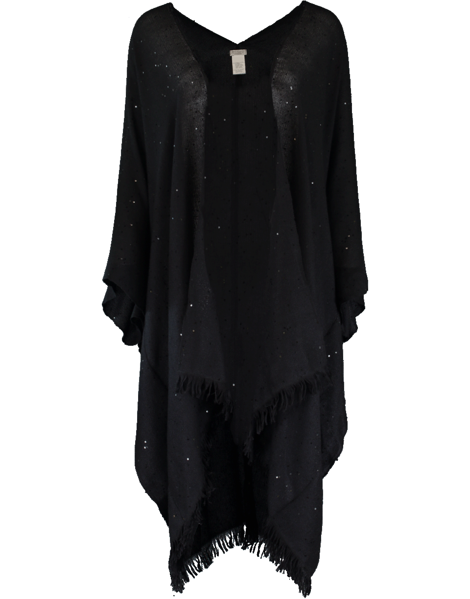 BRUNELLO CUCINELLI-Paillette Open Poncho-BLACK