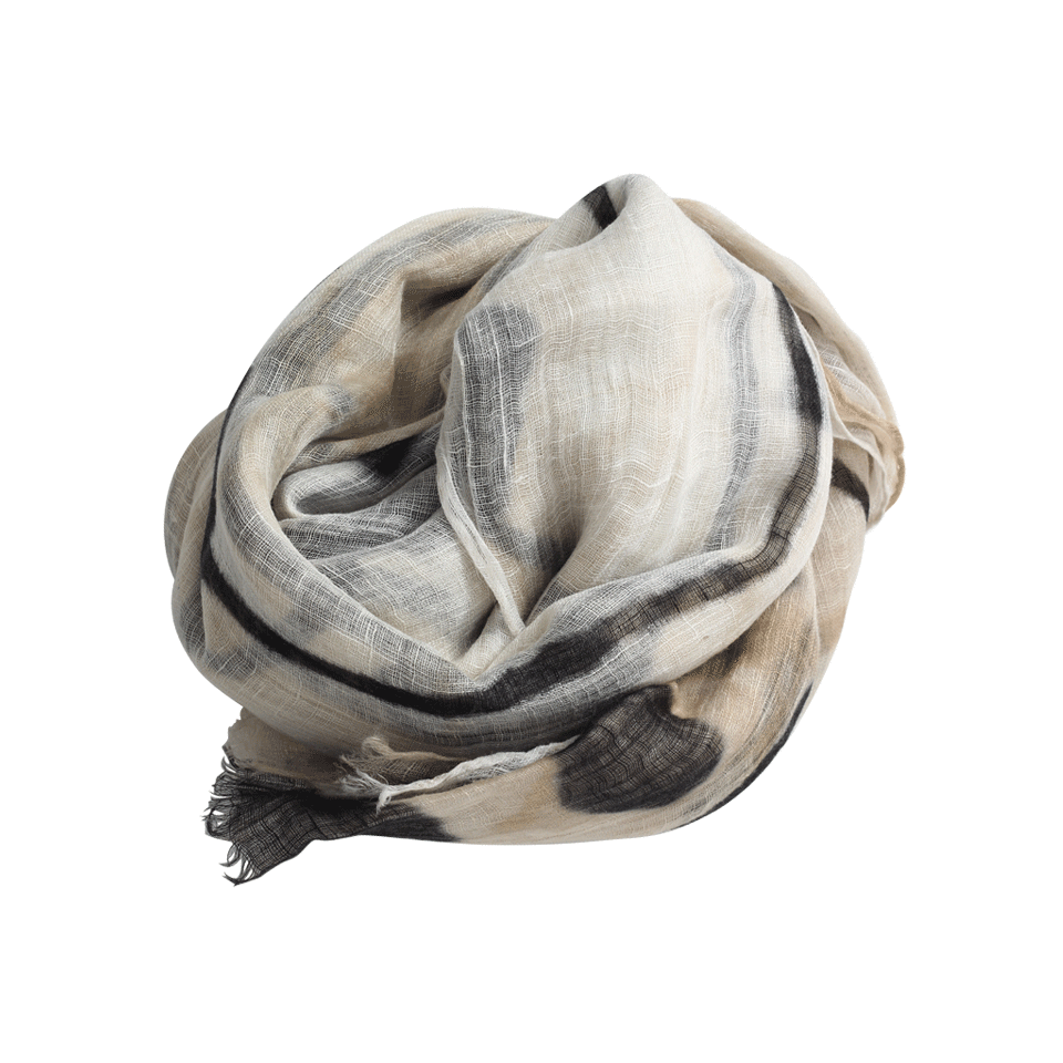 BRUNELLO CUCINELLI-Linen Floral Print Scarf-BUTTER