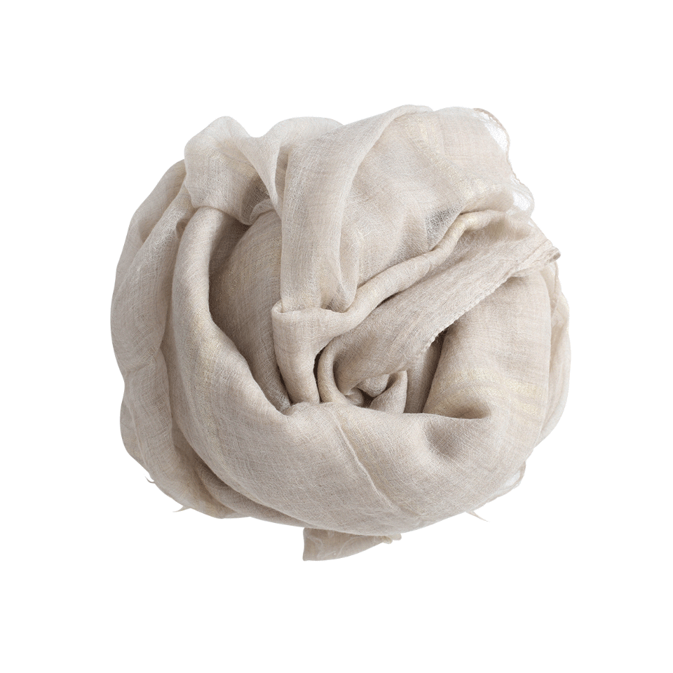 BRUNELLO CUCINELLI-Cashmere Striped Frayed Shawl-GOLD