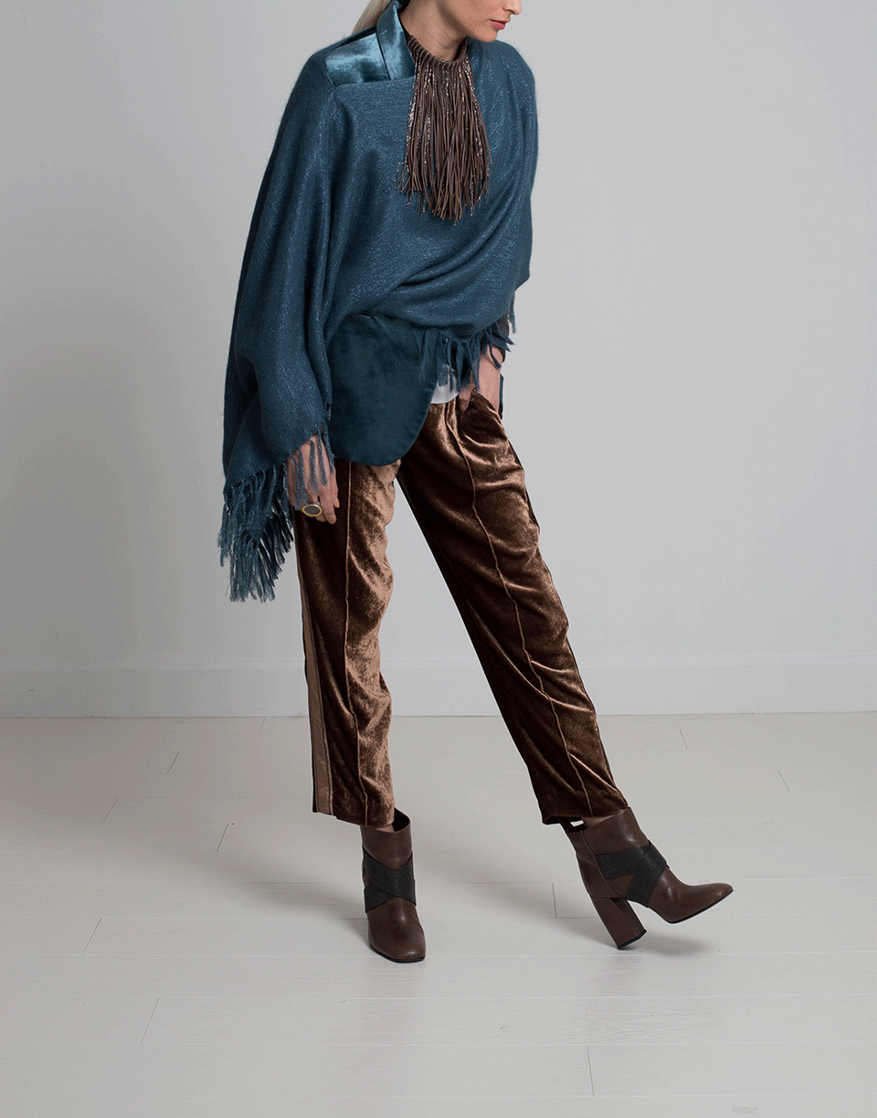 BRUNELLO CUCINELLI-Alpaca Lurex Poncho-PEACOCK