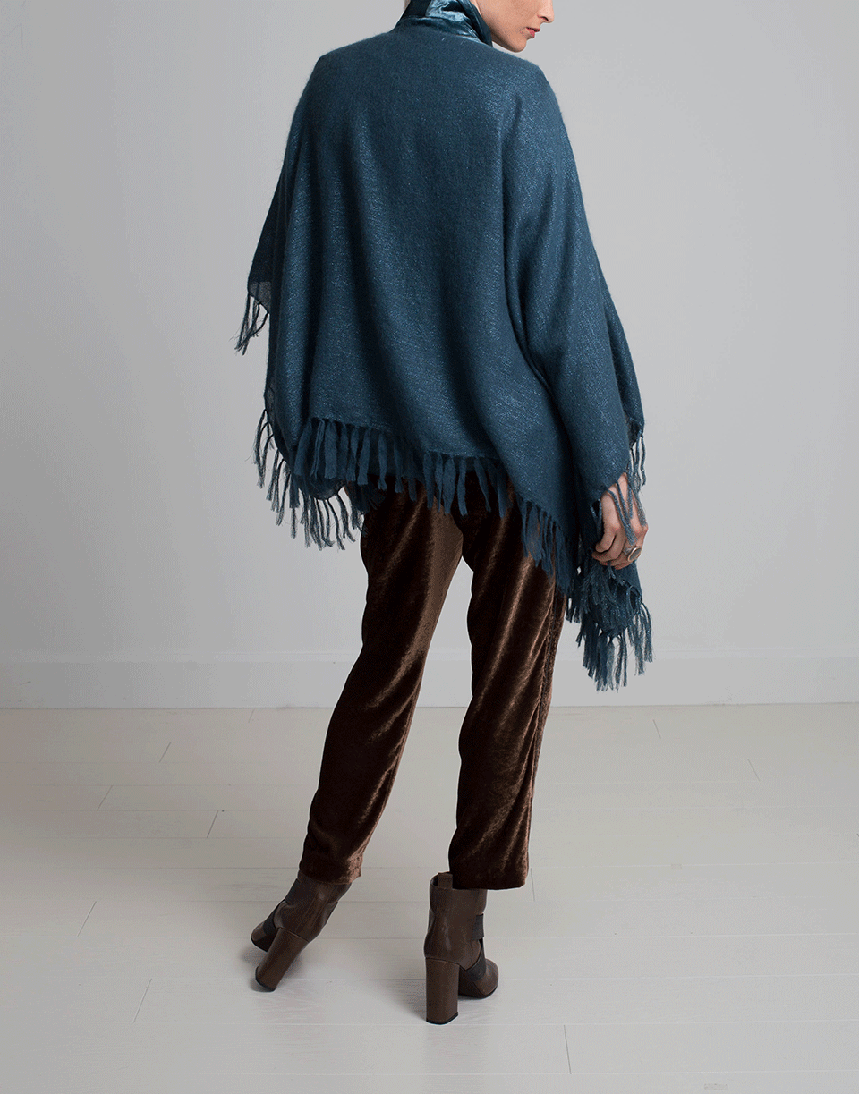 BRUNELLO CUCINELLI-Alpaca Lurex Poncho-PEACOCK