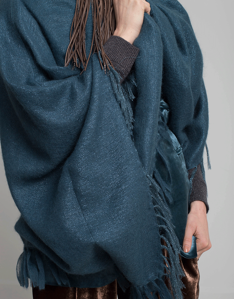 BRUNELLO CUCINELLI-Alpaca Lurex Poncho-PEACOCK