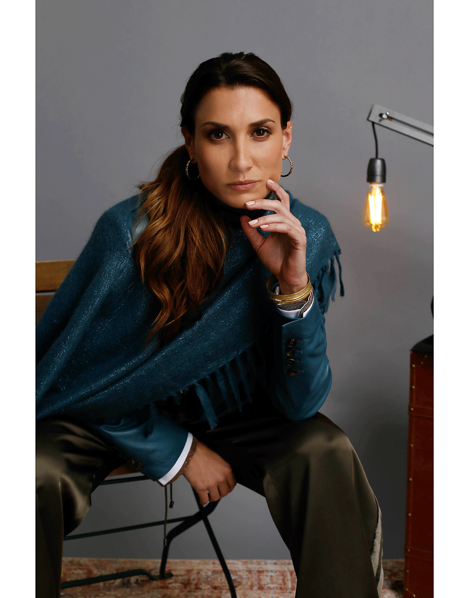 BRUNELLO CUCINELLI-Alpaca Lurex Poncho-PEACOCK