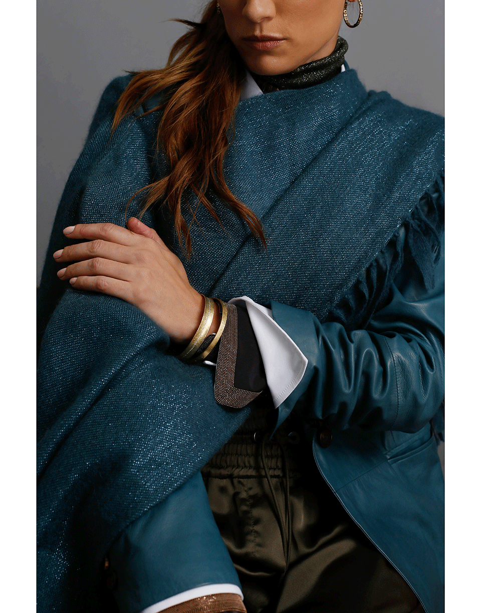 BRUNELLO CUCINELLI-Alpaca Lurex Poncho-PEACOCK