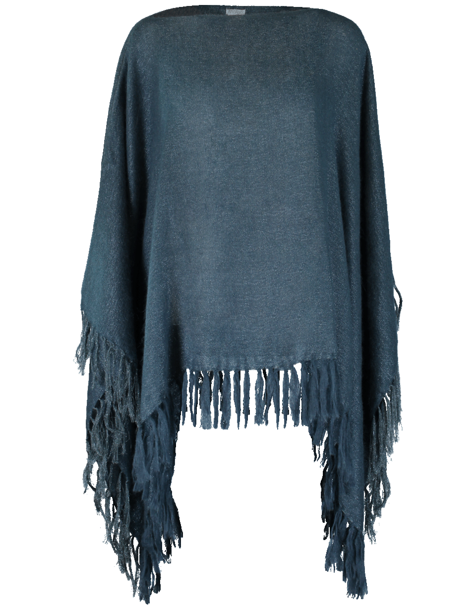 BRUNELLO CUCINELLI-Alpaca Lurex Poncho-PEACOCK