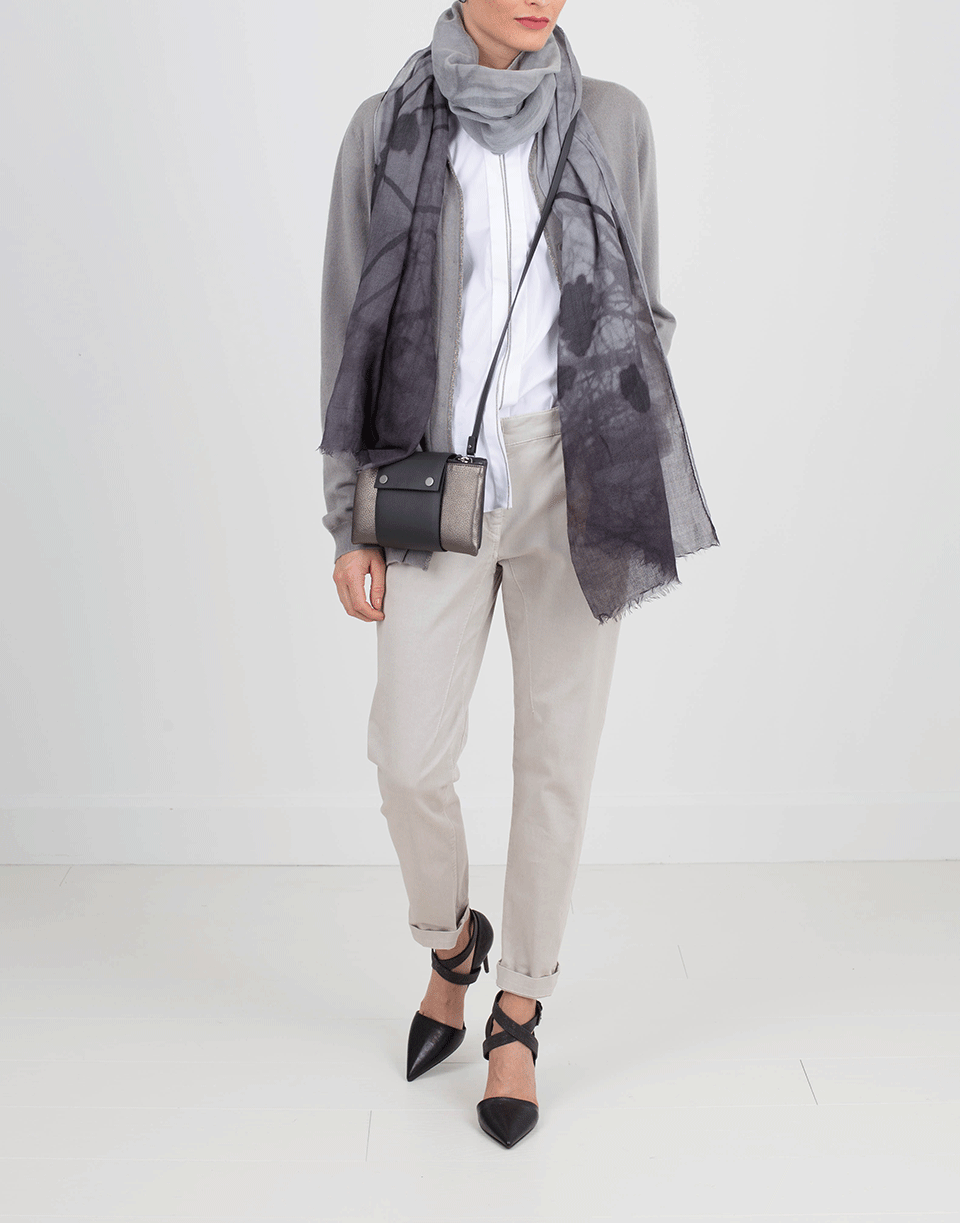 BRUNELLO CUCINELLI-Branch Print Cashmere Scarf-VOLCANO