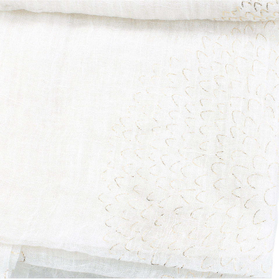 BRUNELLO CUCINELLI-Floral Lamé Linen Shawl-WHITE GOLD