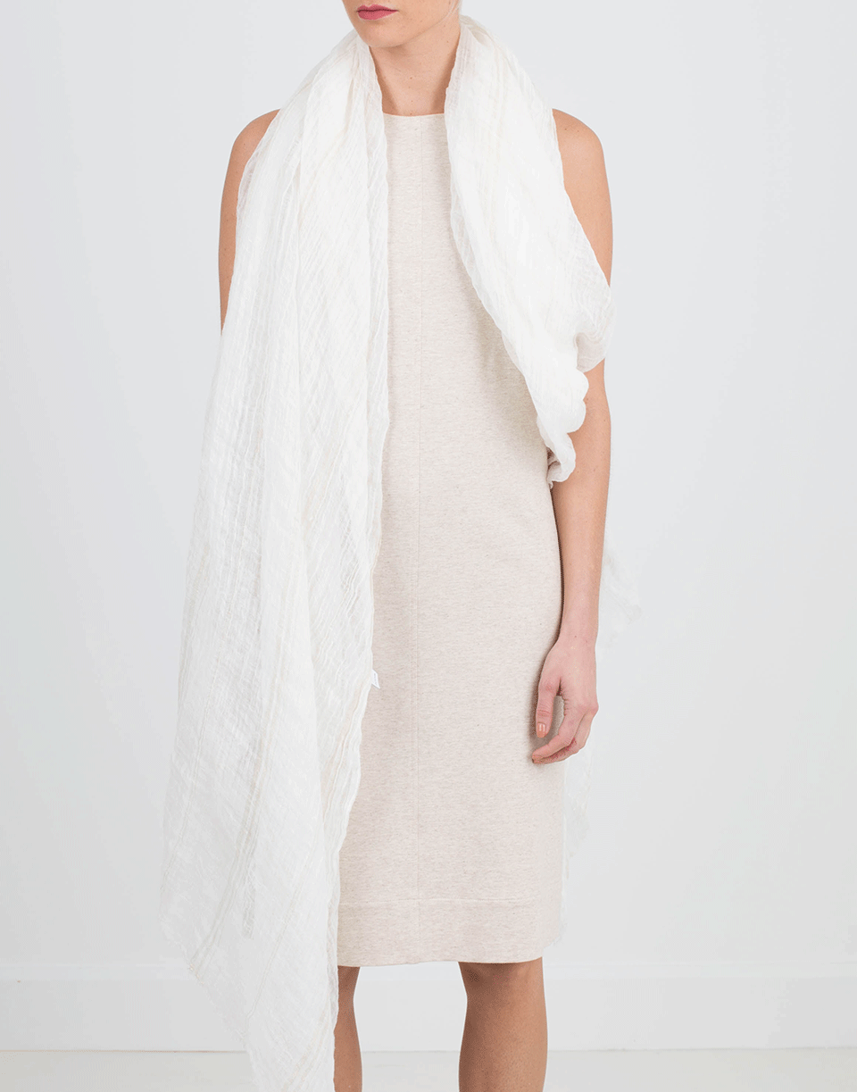 BRUNELLO CUCINELLI-Lamé Striped Shawl-WHITE GOLD