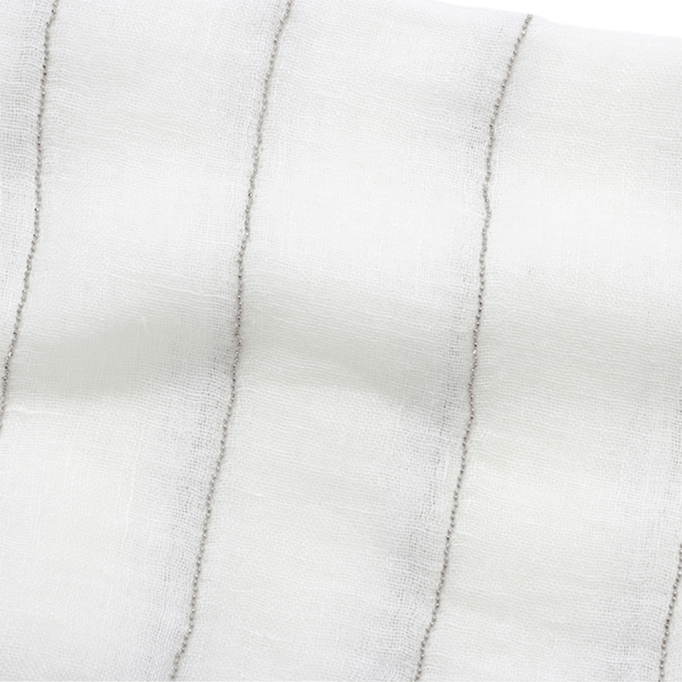 BRUNELLO CUCINELLI-Monili Striped Scarf-WHITE