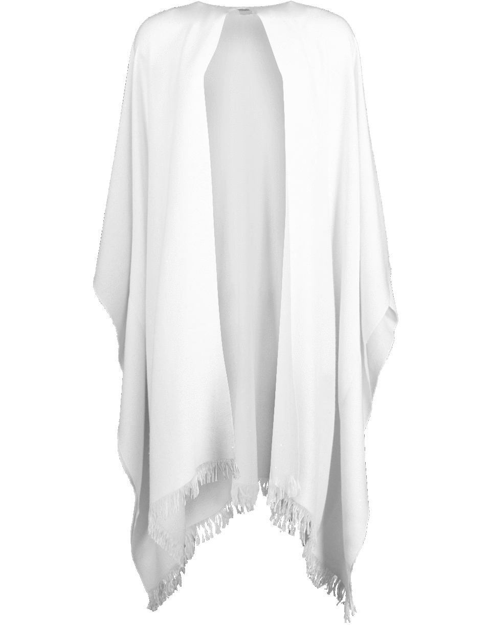 BRUNELLO CUCINELLI-Open Fringe Poncho-WHITE