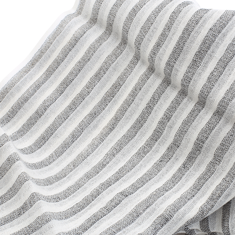 BRUNELLO CUCINELLI-Metallic Striped Shawl-WHT/GRY