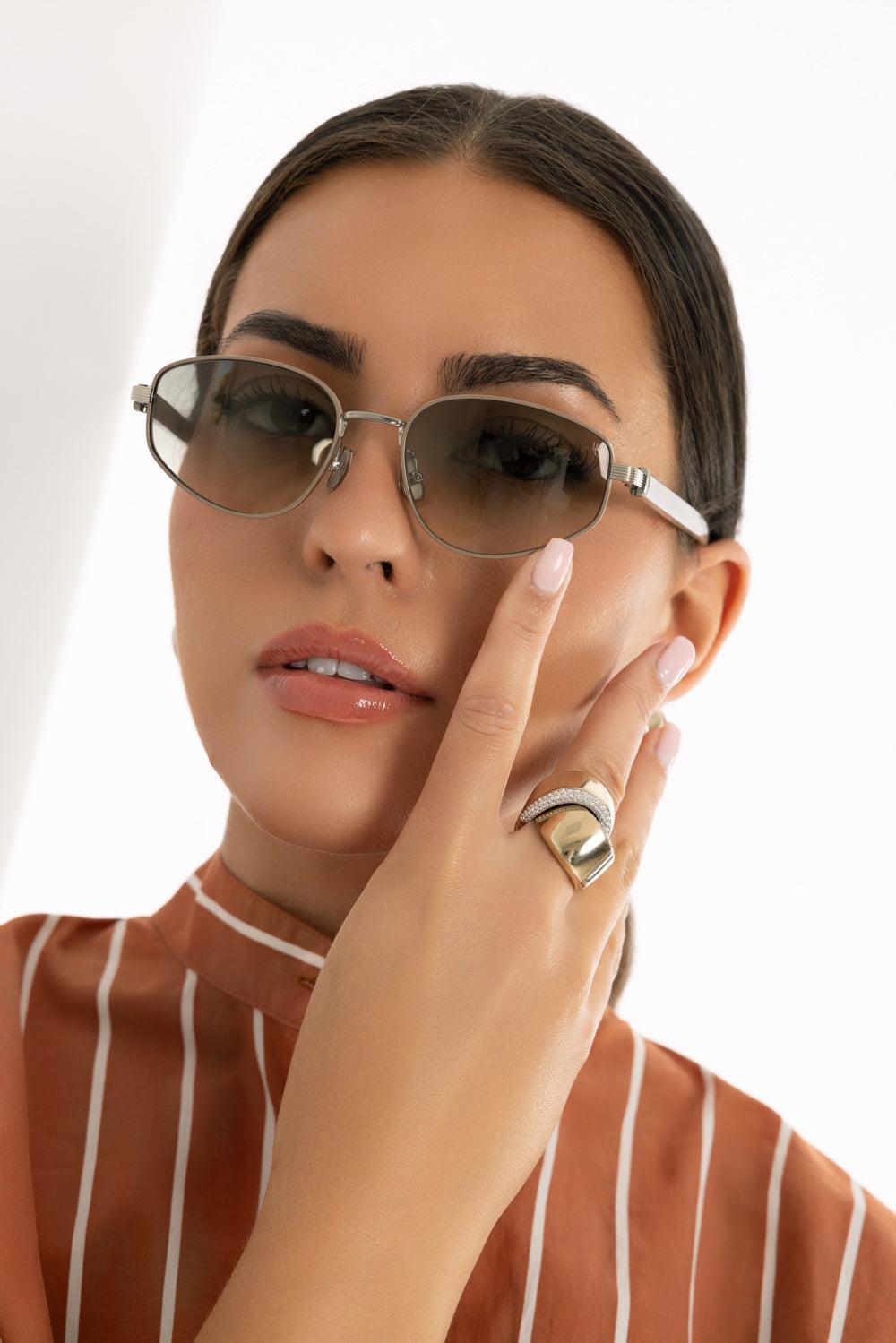 Angled Lens Sunglasses-SISNDBGE-ACCESSORIESUNGLASSES-BRUNELLO CUCINELLI