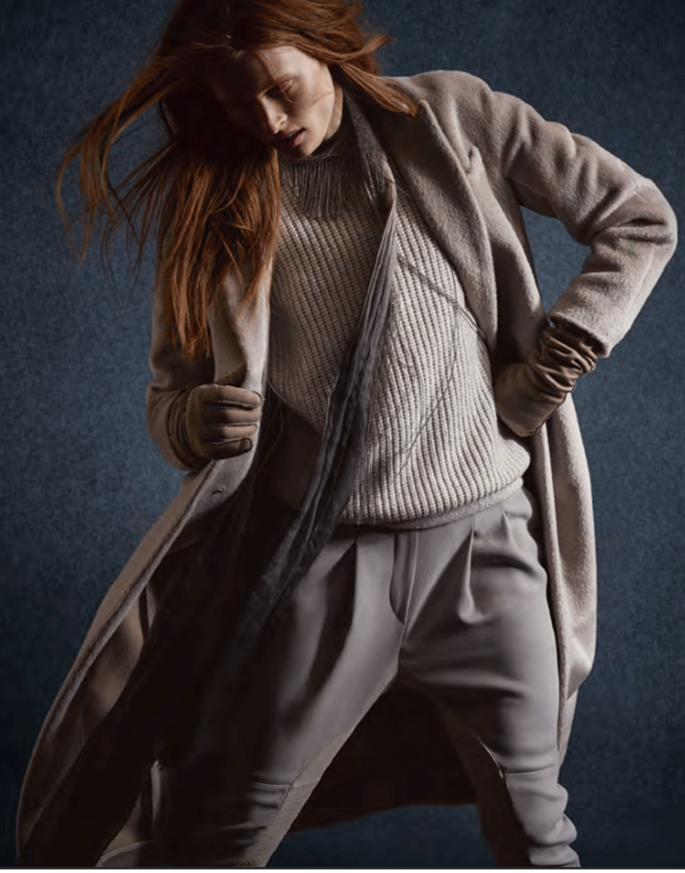 BRUNELLO CUCINELLI-Monili Trim Alpaca Coat-