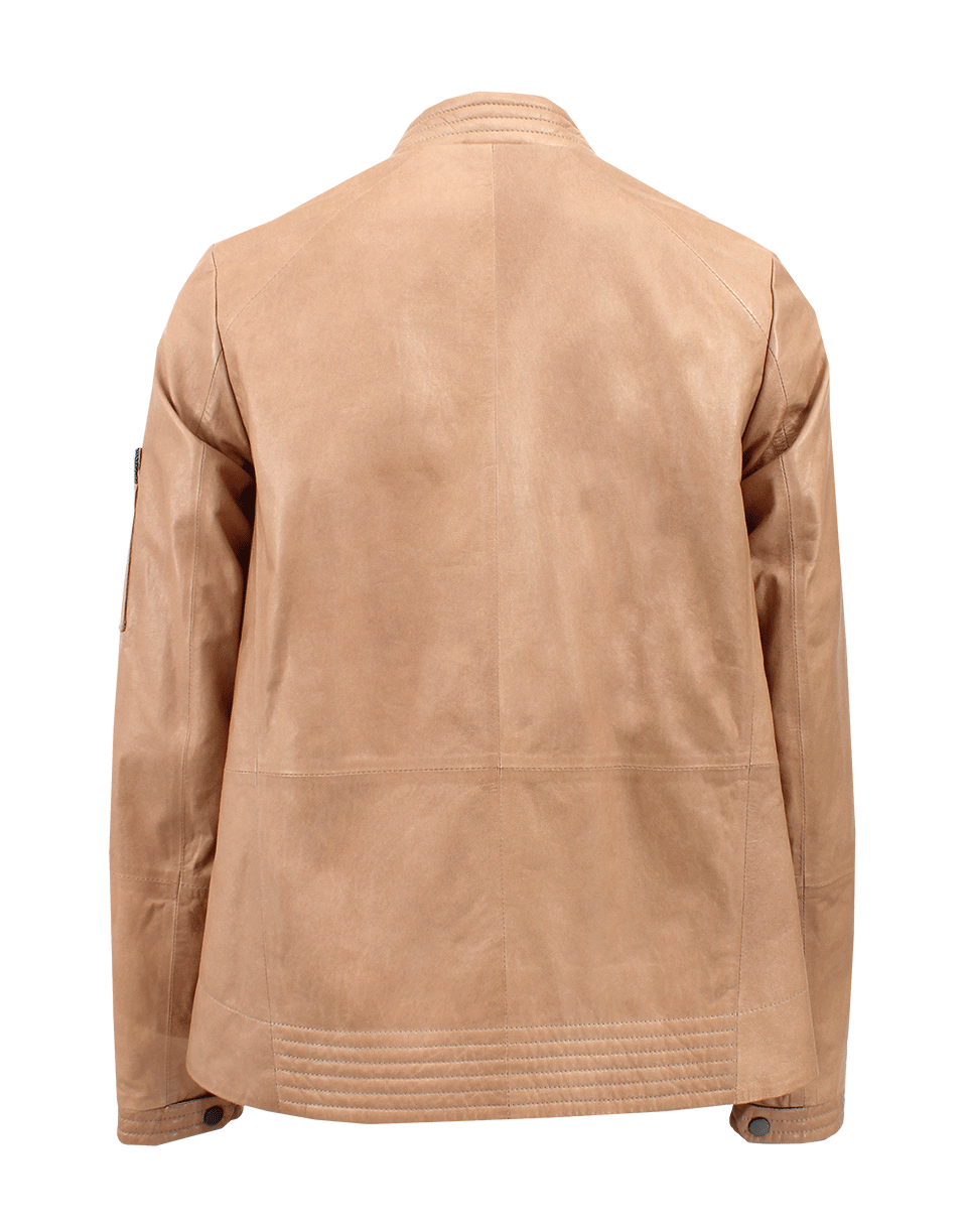 BRUNELLO CUCINELLI-Zip Front Trapeze Leather Jacket-