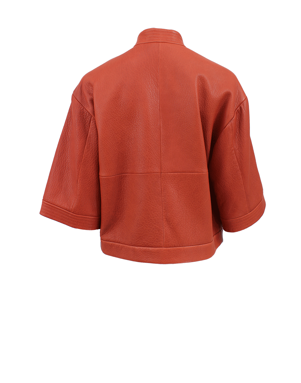 BRUNELLO CUCINELLI-Funnel Sleeve Leather Jacket-PPYCL436