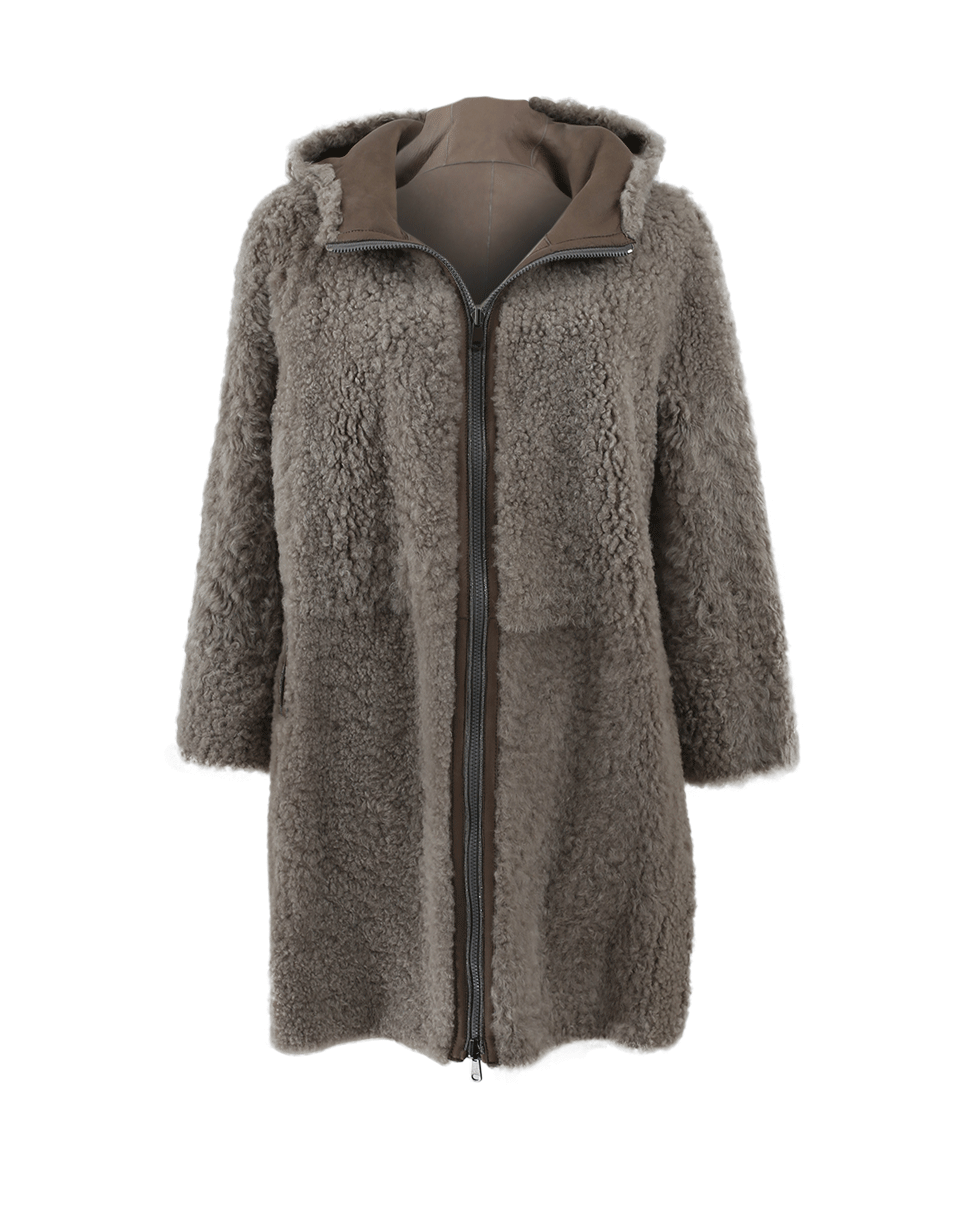 BRUNELLO CUCINELLI-Leather Shearling Coat-SEASALT