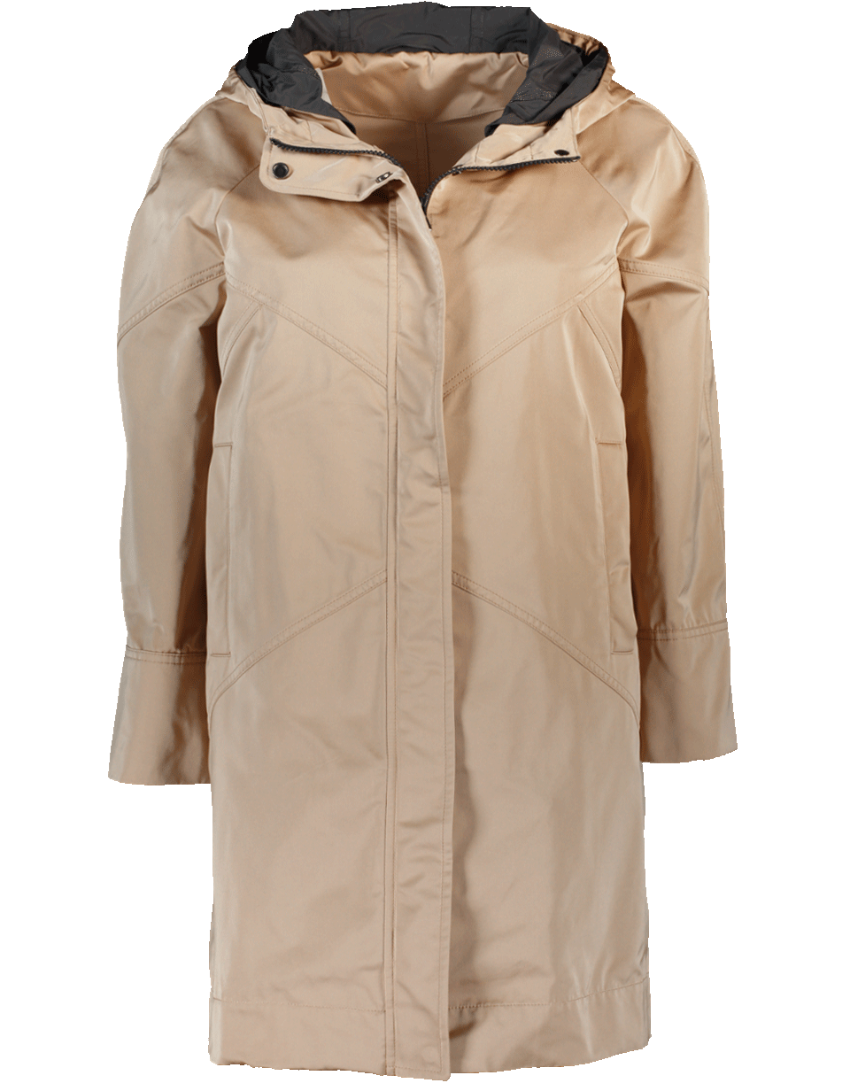 BRUNELLO CUCINELLI-Geometric Stitching Hooded Coat-