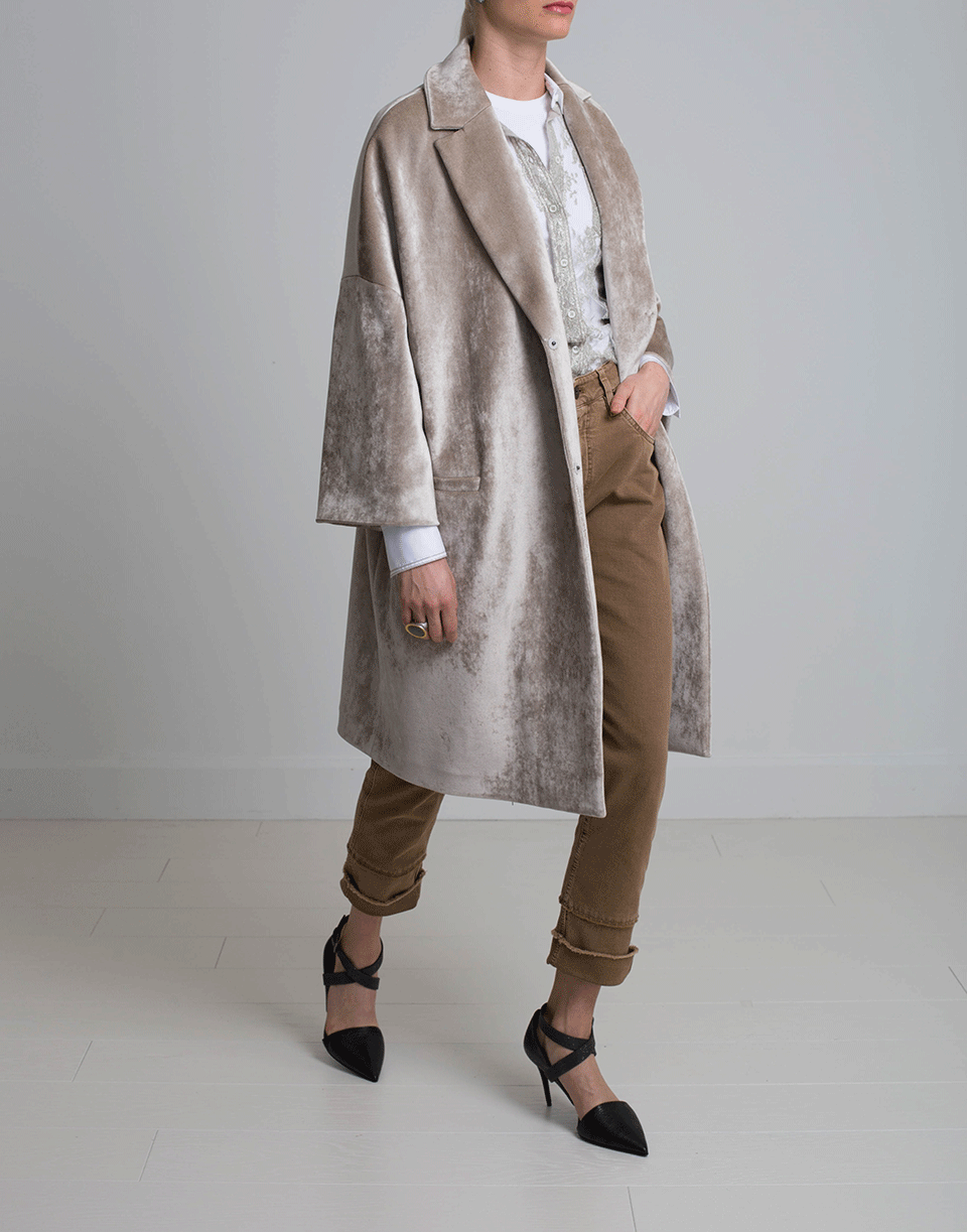 BRUNELLO CUCINELLI-Velvet Cocoon Coat-
