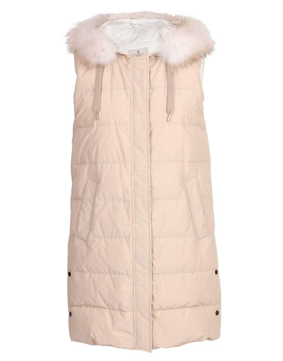 BRUNELLO CUCINELLI-Cashmere and Puffer Vest Double Coat-