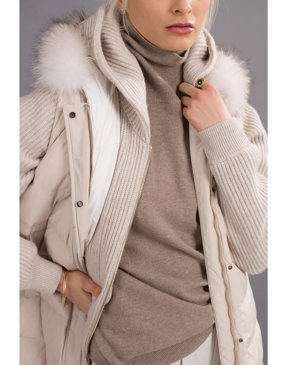 BRUNELLO CUCINELLI-Cashmere and Puffer Vest Double Coat-