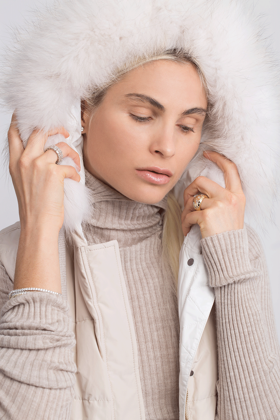 BRUNELLO CUCINELLI-Cashmere and Puffer Vest Double Coat-