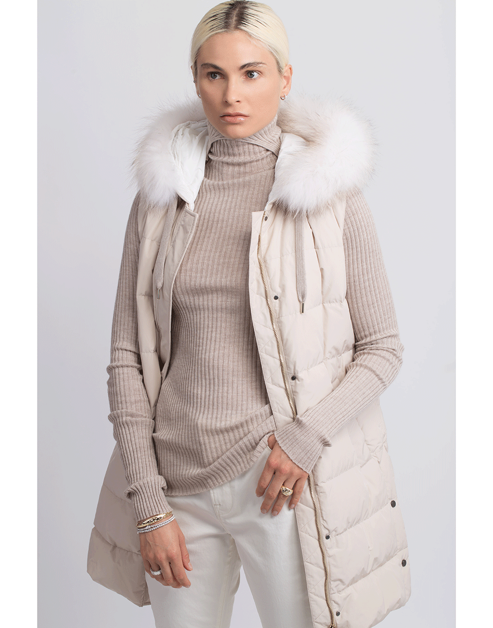 BRUNELLO CUCINELLI-Cashmere and Puffer Vest Double Coat-