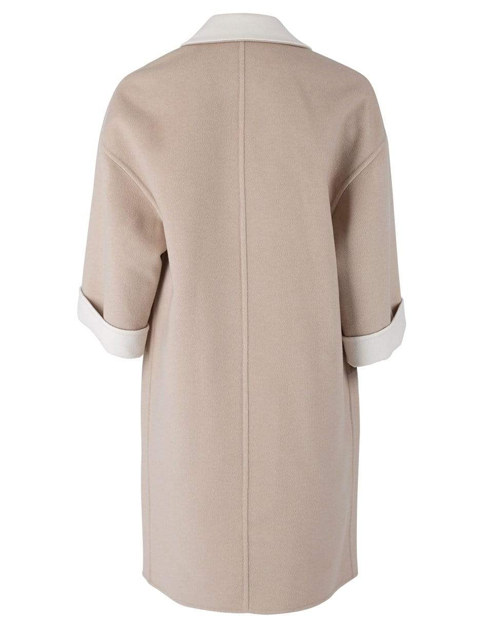 BRUNELLO CUCINELLI-Sand Double Faced Cashmere Snap Front Coat-